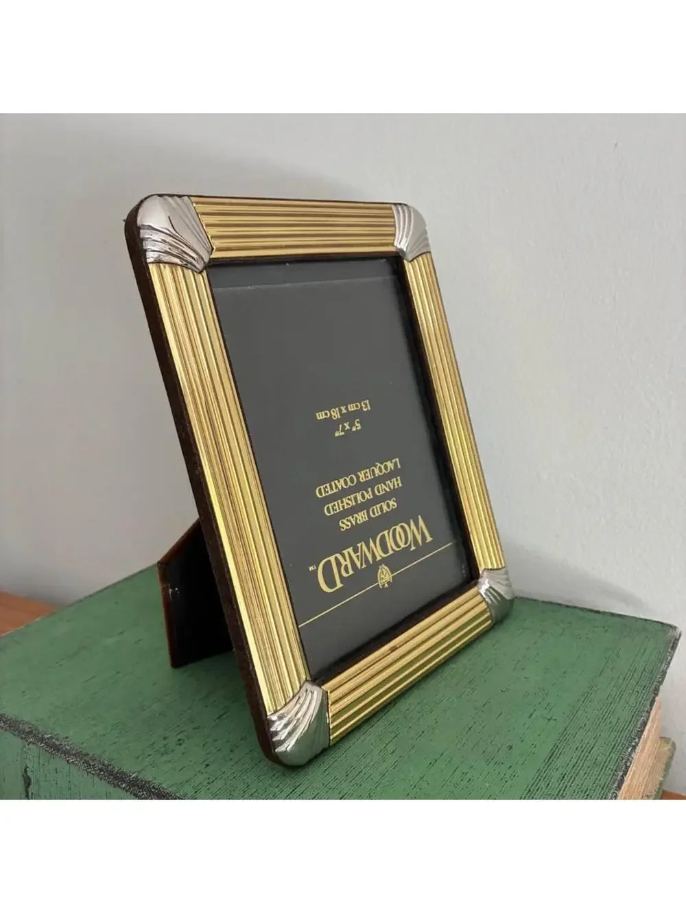 Woodward Solid Brass Picture Frame 5x7 Art Deco Gold Silver Tone Vintage